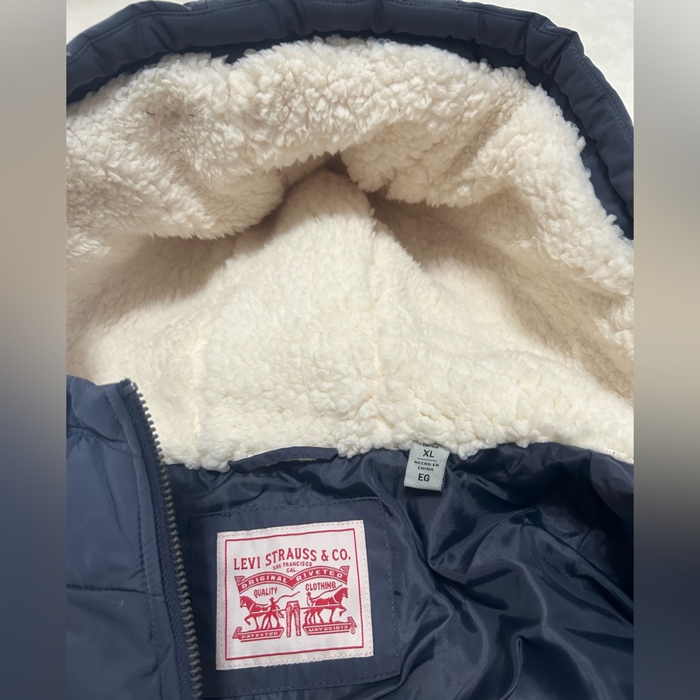 Levi's Women's Soft Sherpa Lined Diamond Quilted Long Parka Jacket XL NWT - Picture 5 of 10